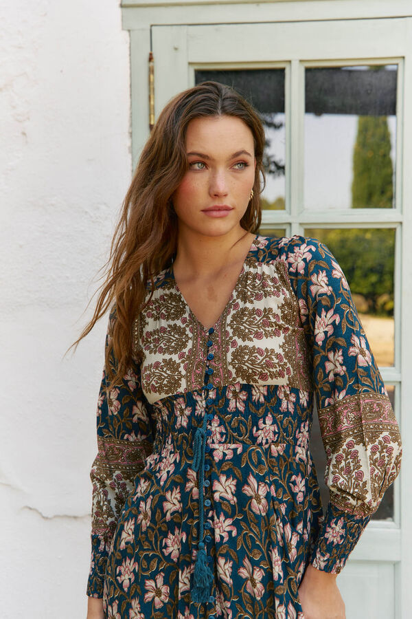 Jaase Vestido longo Sabrina com estampado de monarca Preto