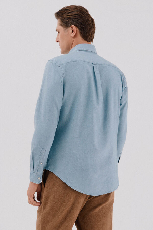 Cortefiel Denim shirt with pocket Navy