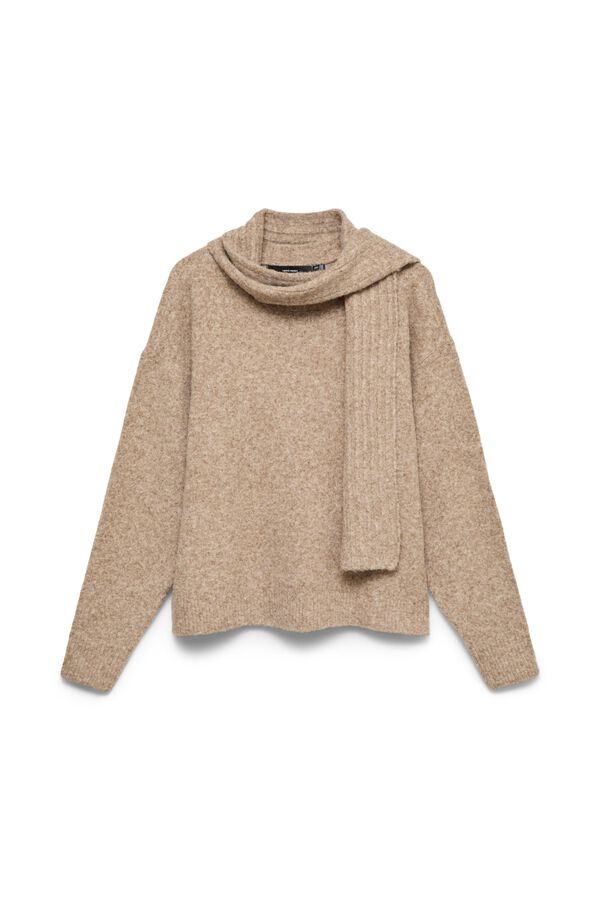 Vero Moda Camisola com gola cachecol Castanho