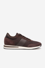 Cortefiel Leather and textile sneaker Camel