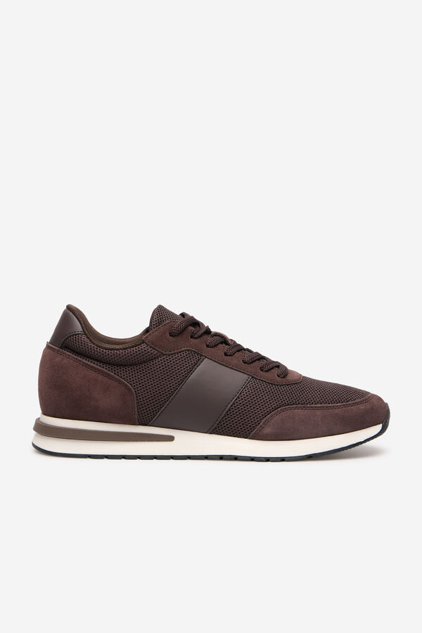 Cortefiel Leather and textile sneaker Camel