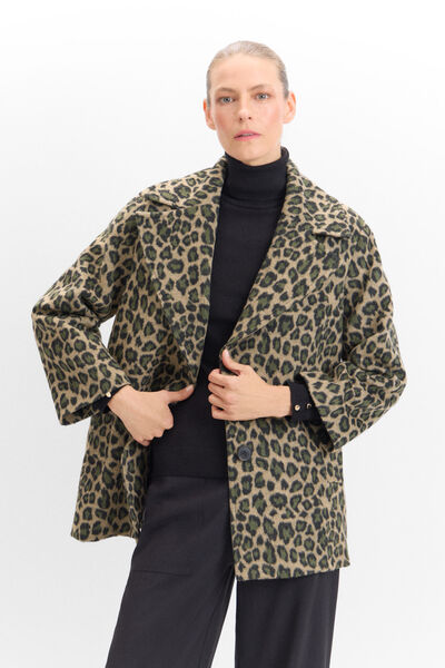 Cortefiel Short coat in patterned fabric Printed green