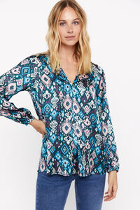 Cortefiel Long satin-finish blouse Multicolour