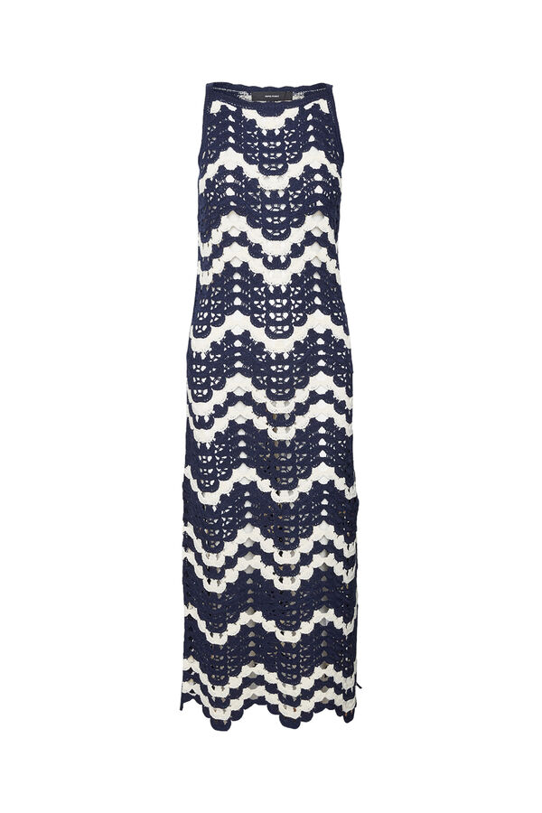 Cortefiel Vestido largo de crochet Azul marino