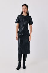 Cortefiel Vestido efeito pele Preto