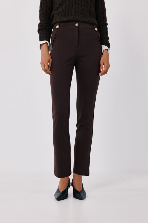 Cortefiel Pantal&oacute;n de mujer de punto roma Marr&oacute;n oscuro