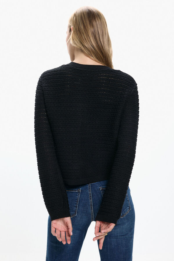 Vero Moda Casaco de malha com botões prateados Preto