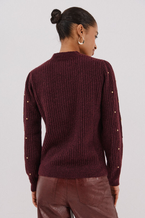 Cortefiel Jersey tachas doradas Maroon