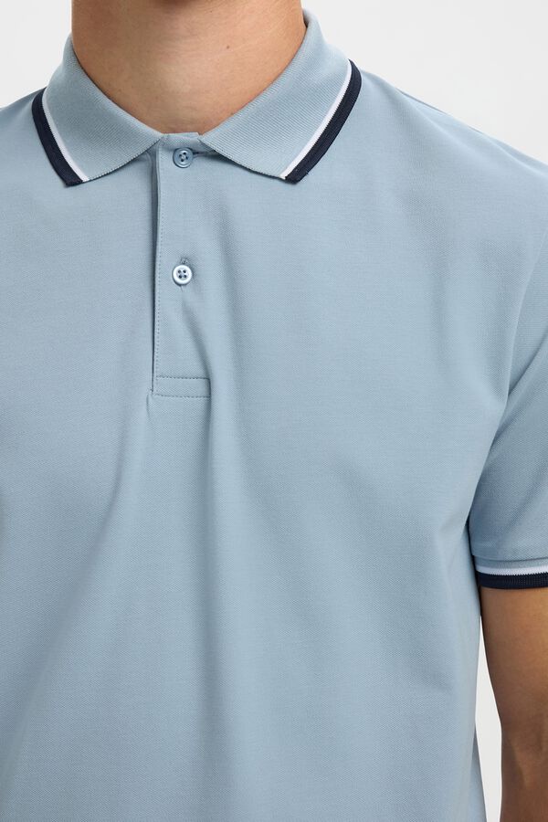 Selected Piqu&eacute; short sleeve polo shirt Blue