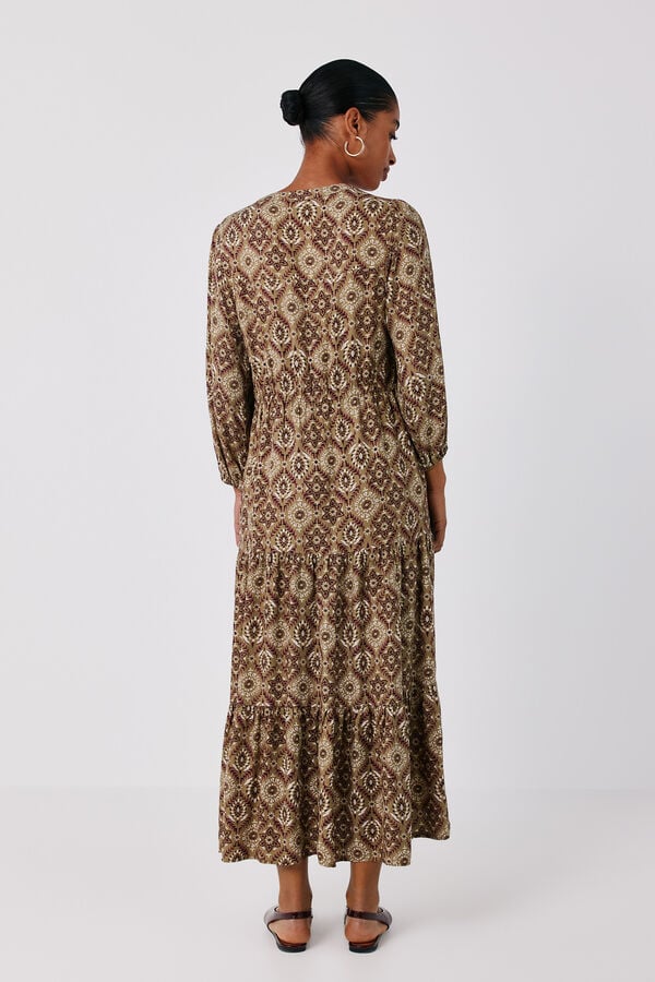 Cortefiel Printed flared dress Printed green