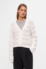 Cortefiel Jersey-knit cardigan with V-neck and long sleeves White