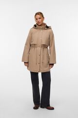 Vero Moda Sobretudo com capuz ajust&aacute;vel Castanho