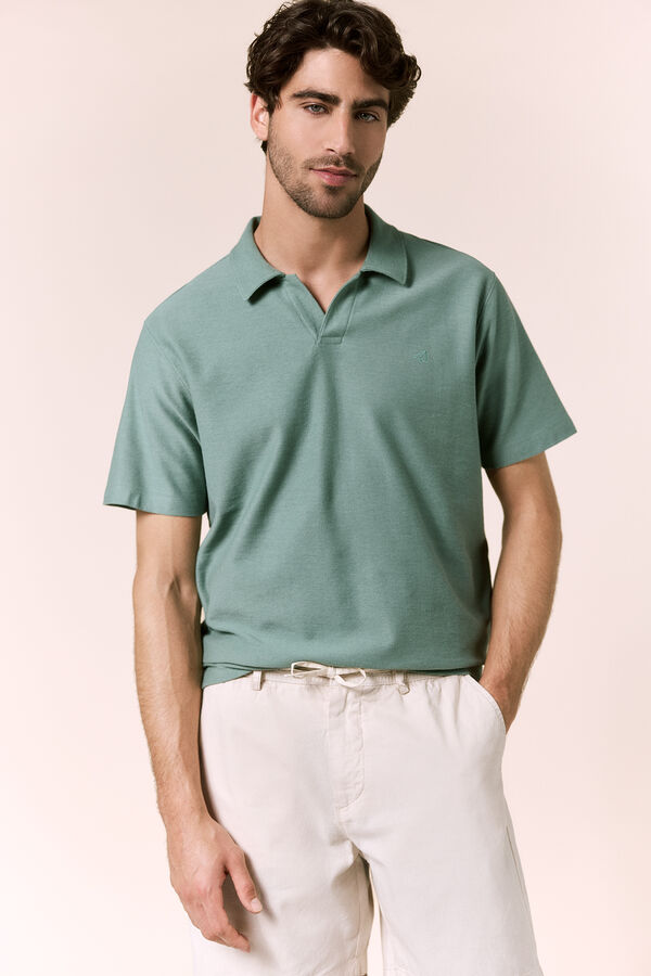 OOTO Polo piqu&eacute; cuello en V Verde