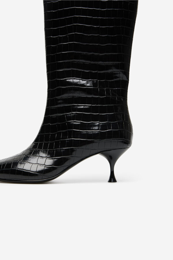 Cortefiel Bota de salto gatinho com efeito coco Preto