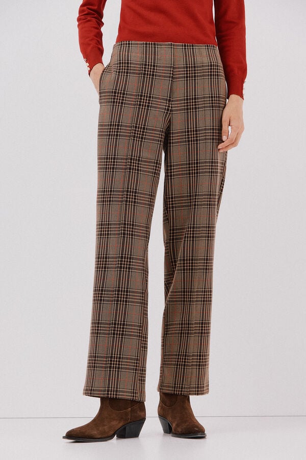 Cortefiel Women's plaid pants Nude