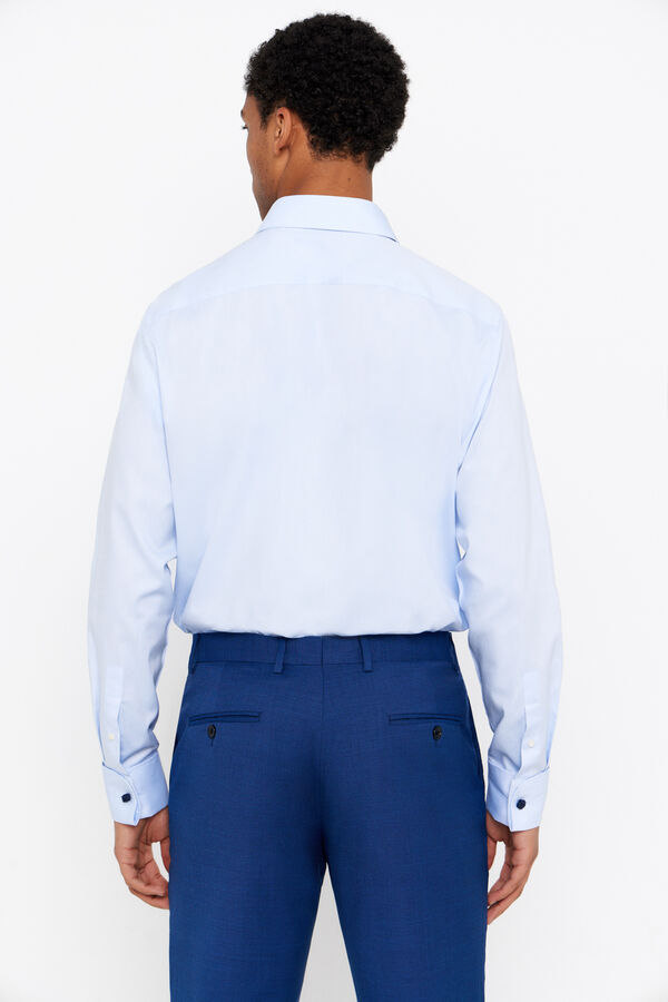 Cortefiel Plain easy-iron shirt with cufflinks Blue