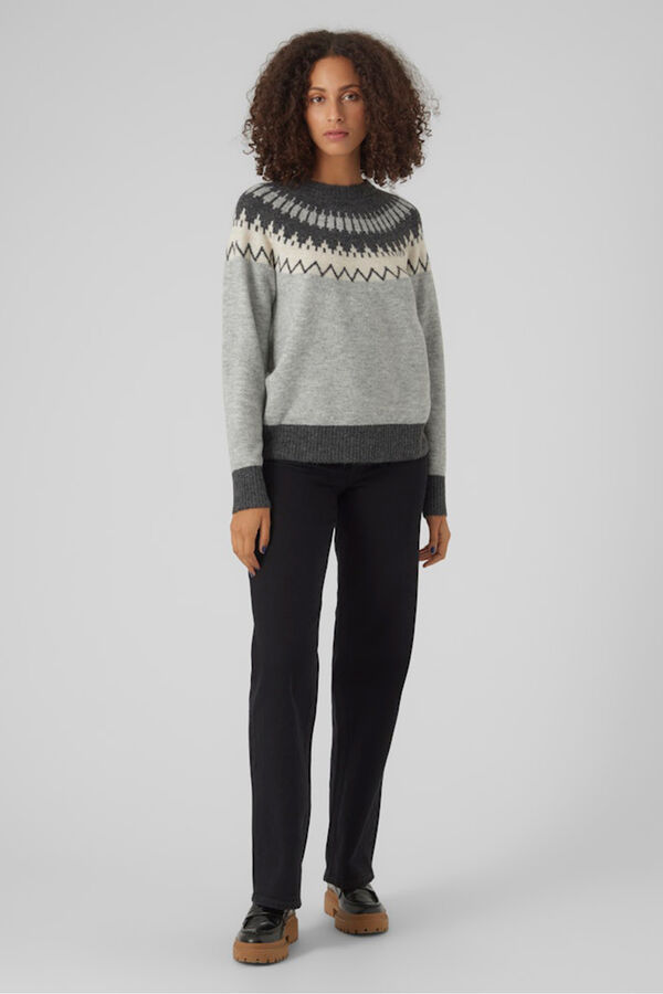 Vero Moda Camisola estampado de manga comprida feminino Cinzento