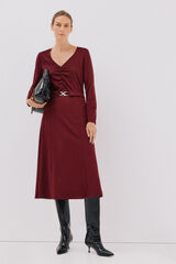 Cortefiel Vestido cinturón Vino