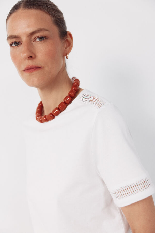 Cortefiel Camiseta com detalhe de bainha Branco