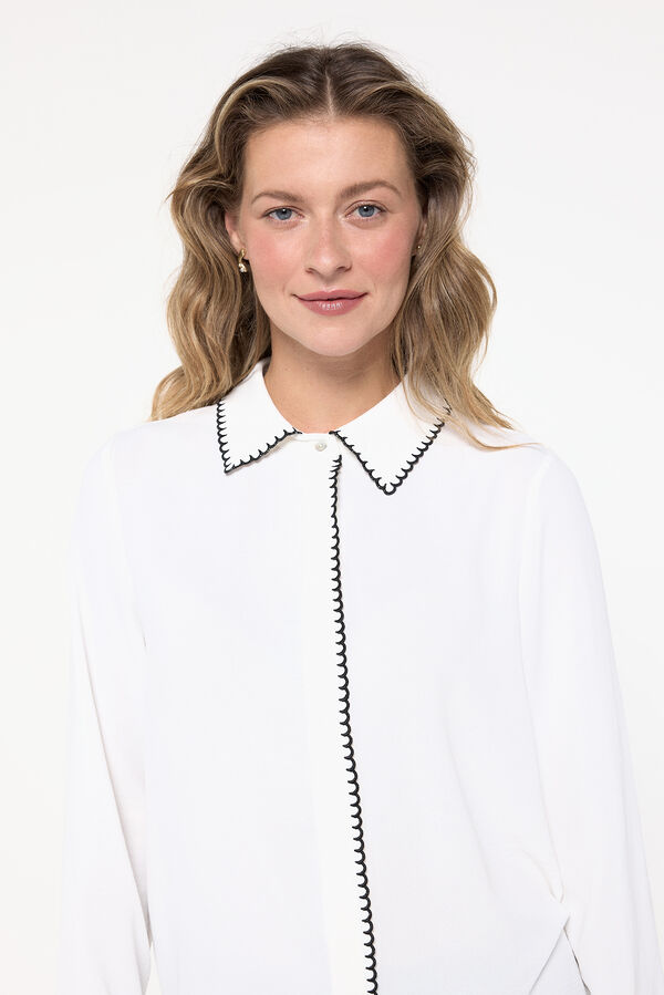 Cortefiel Shirt with embroidered detail  White