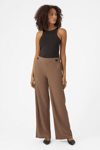Cortefiel Wide-cut trousers with elasticated waistband Brown