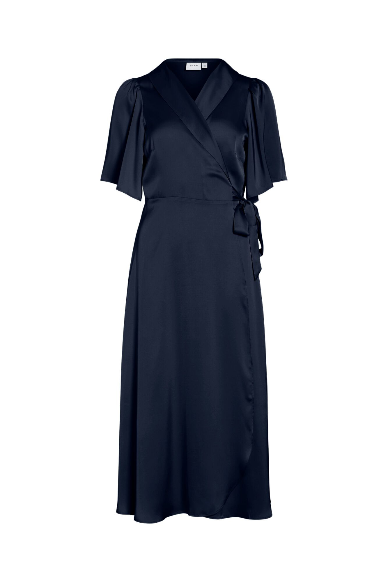 Vila Vestido midi acetinado cruzado