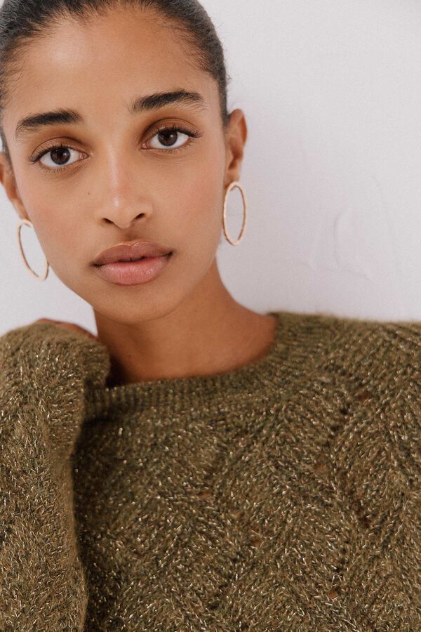 Cortefiel Jersey delantero lentejuelas. Green