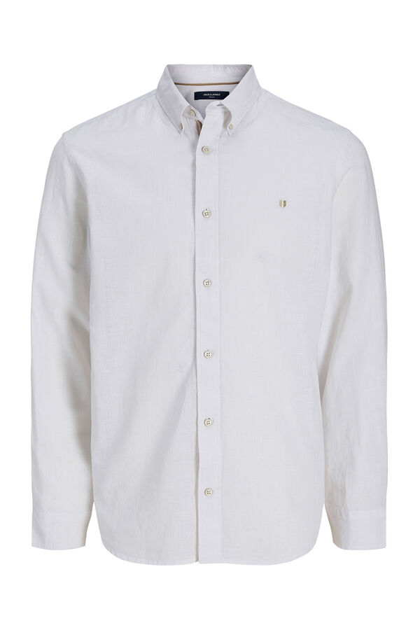 Jack & Jones Camisa manga comprida em tecido plano Branco