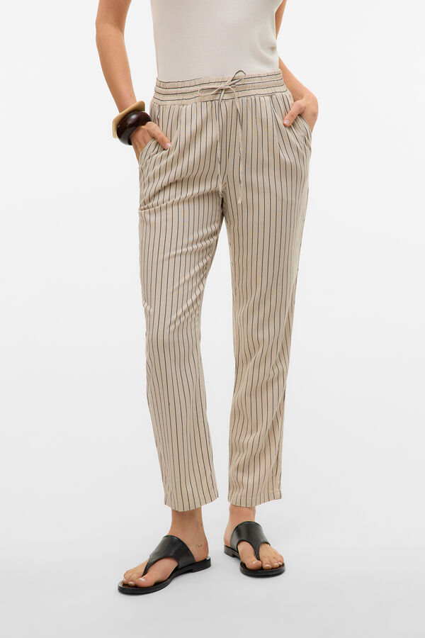 Vero Moda Pantalón largo ancho de lino Cinzento
