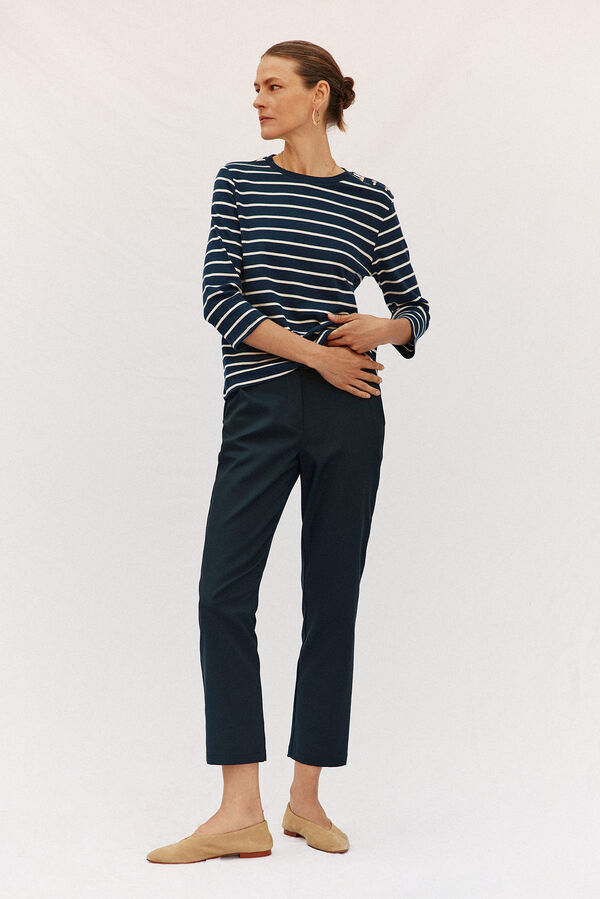 Cortefiel Straight trousers with elasticated back Navy