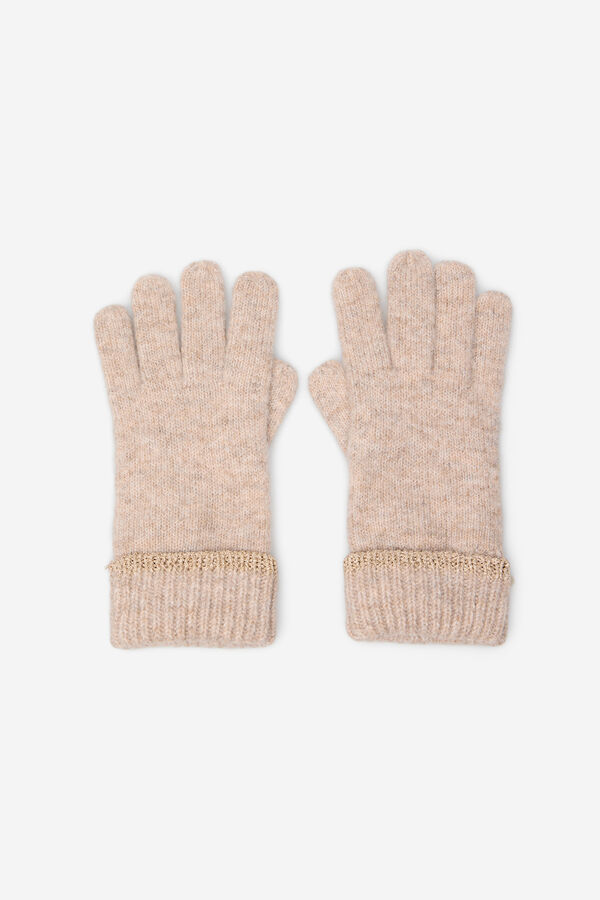 Cortefiel Lurex jersey-knit glove Beige