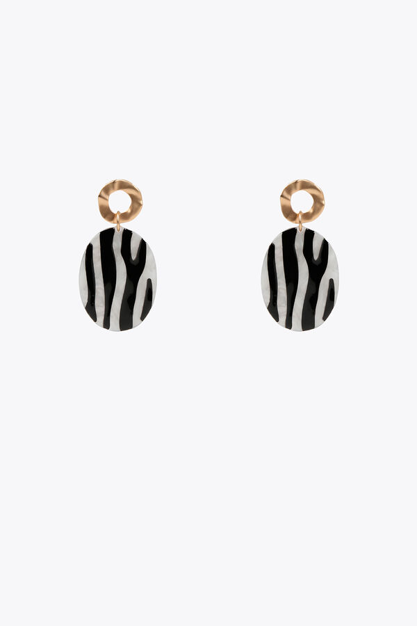 Lola Casademunt Pendientes efecto animal print zebra Estampado blanco