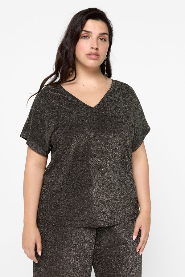 Cortefiel Camiseta plus size manga curta Preto