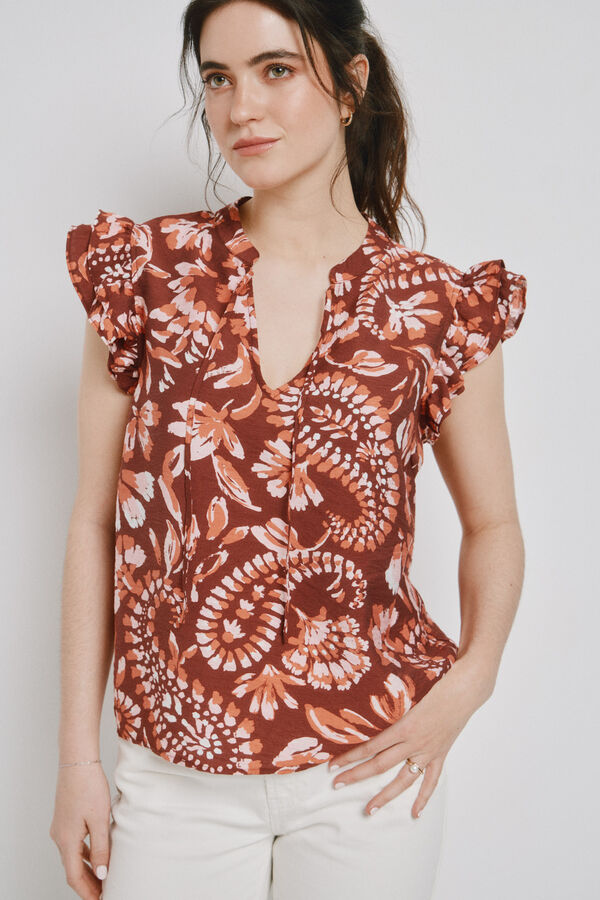 Vero Moda Top sem mangas com folhos Castanho