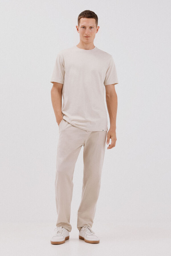 Cortefiel Faux plain slub t-shirt Beige