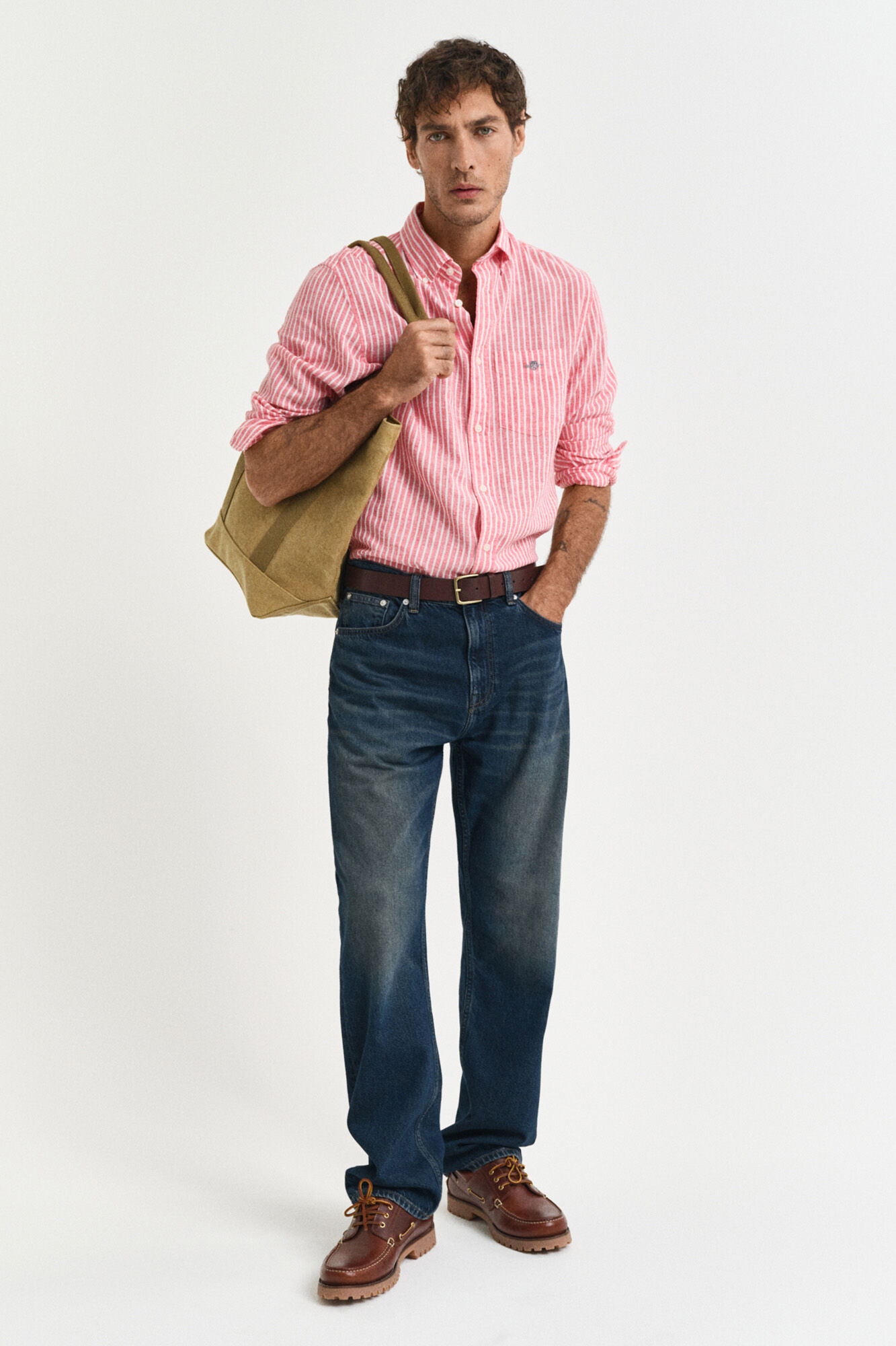 Gant Regular fit linen and cotton striped shirt