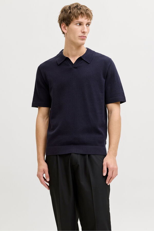 Jack & Jones Camisola em malha gola polo Azul