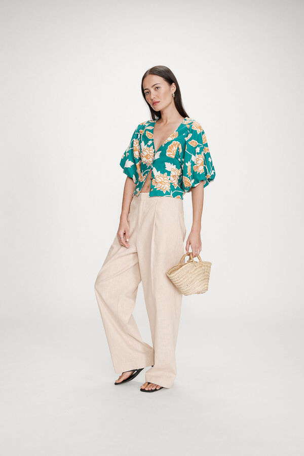 Grace & Mila Top floral curto Vahe Verde