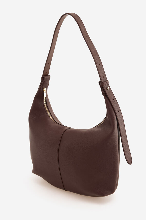 Cortefiel Bolso hombro textura Marr&oacute;n oscuro