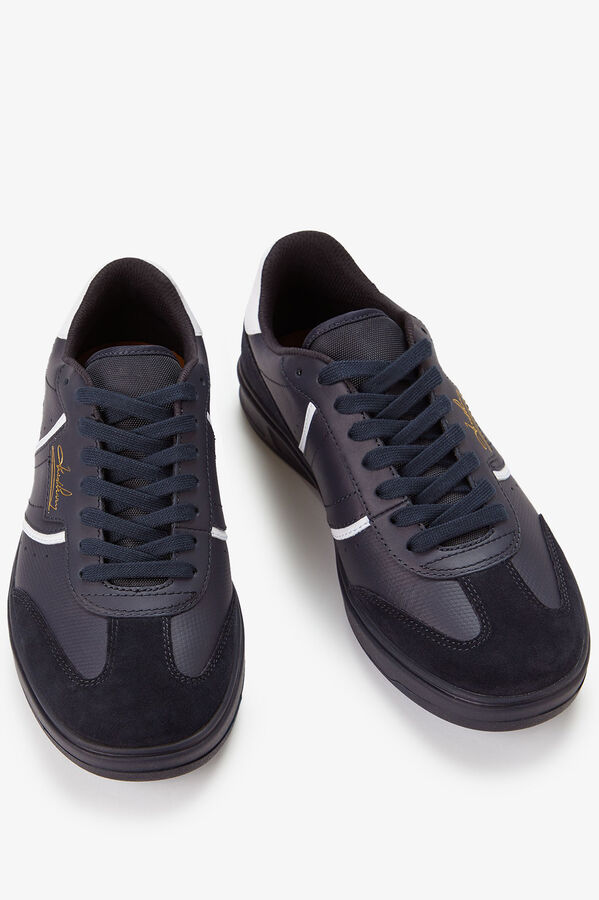 Fred Perry Tênis B4 em couro/camurça com relevo Azul
