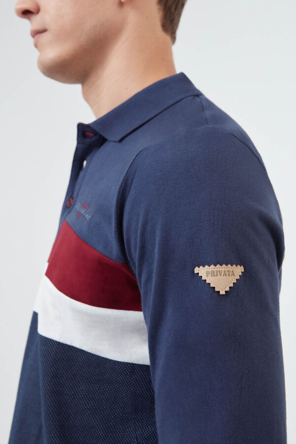 Privata Polo de algod&oacute;n de manga larga Azul