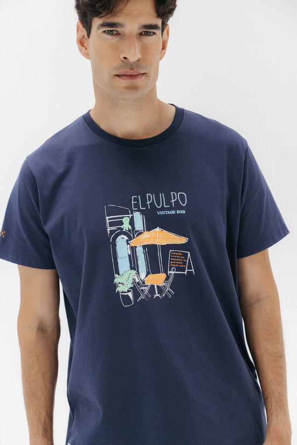 elPulpo Vintage Octopus Bar T-shirt Navy