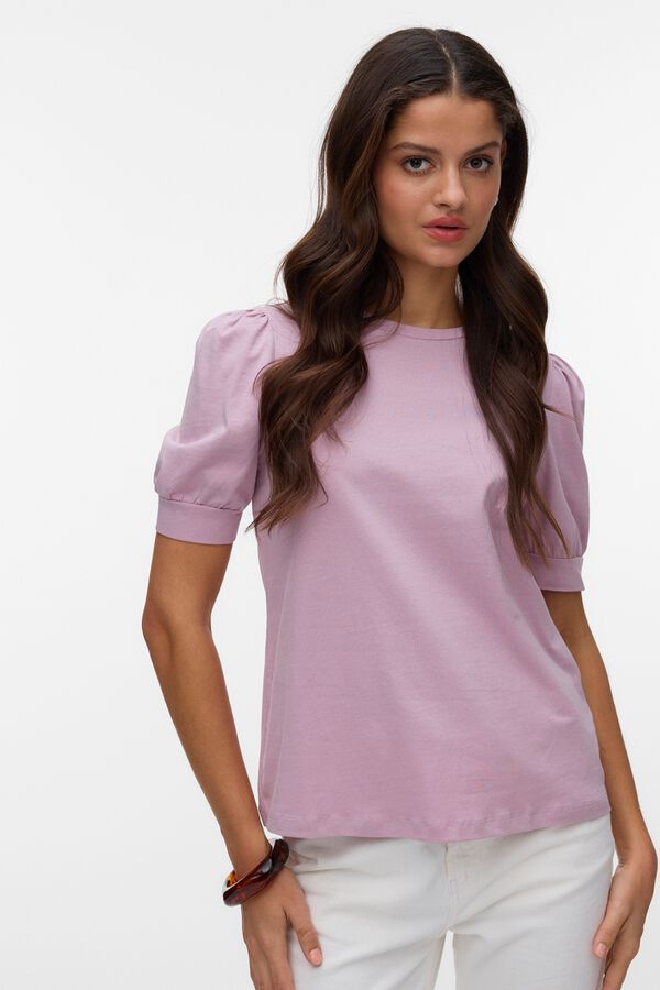 Vero Moda T-shirt de mulher justa de manga curta Roxo