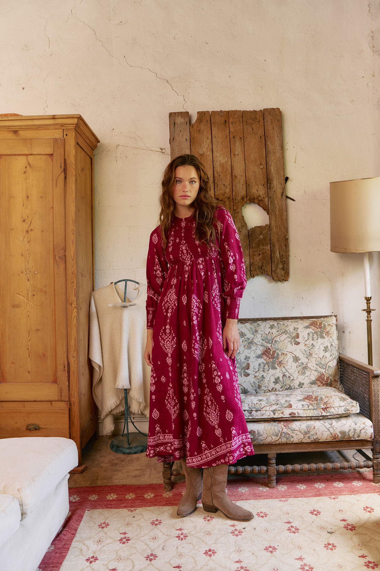 Jaase Vestido longo com estampado de ruibarbo Bella