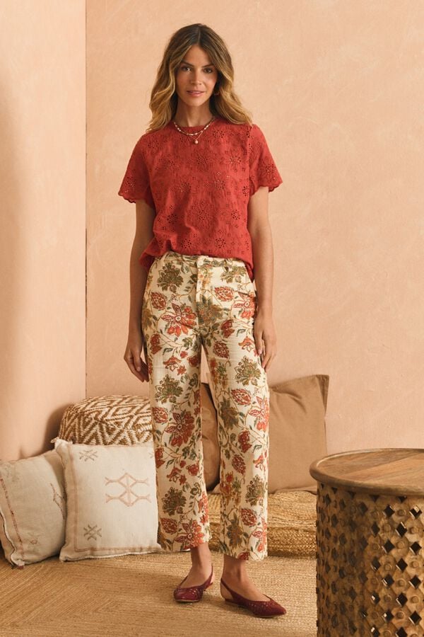 Pol&iacute;n Et Moi Blusa vazada Nora Vermelho