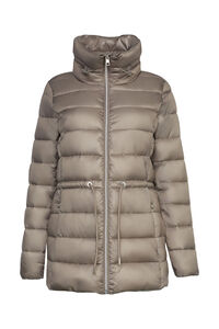 Cortefiel Quilted high neck coat with recycled fibres Grey