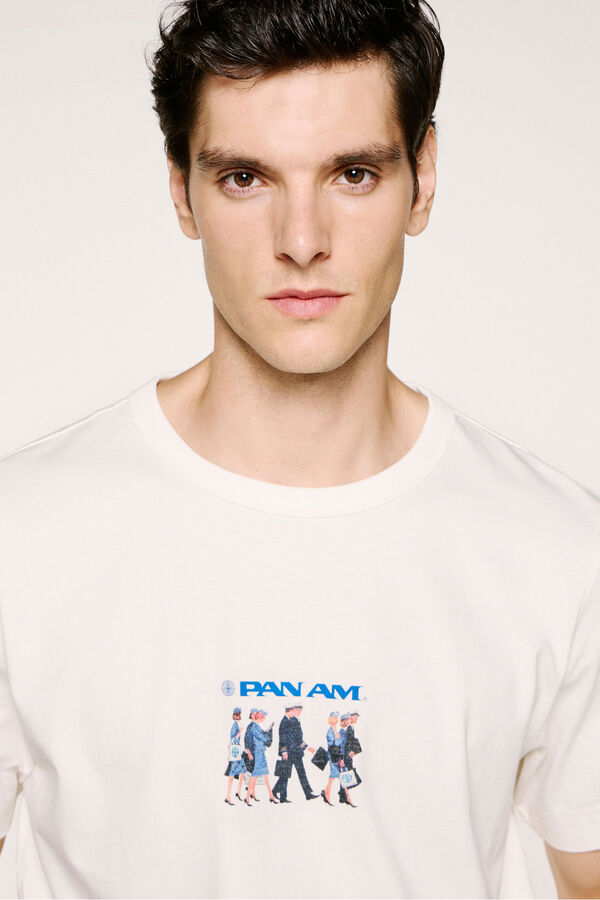 Selected T-shirt manga em colaboração com a PANAM  Branco