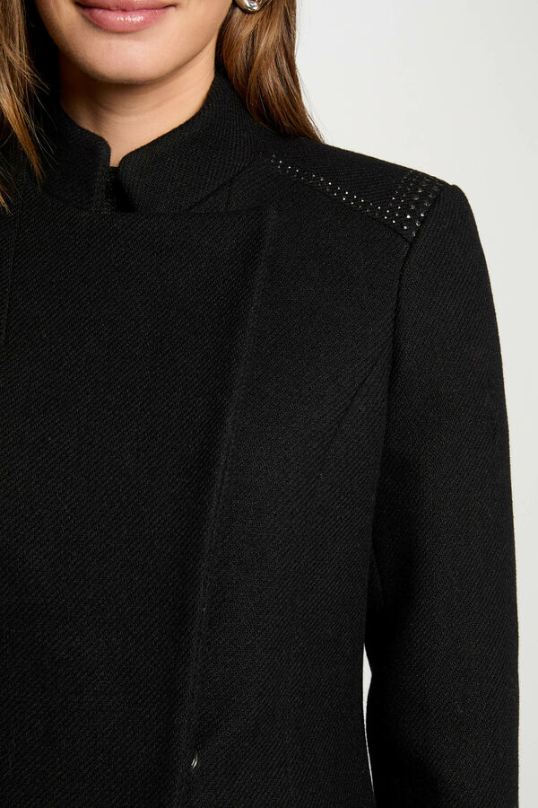 Cortefiel Long buttoned coat Black