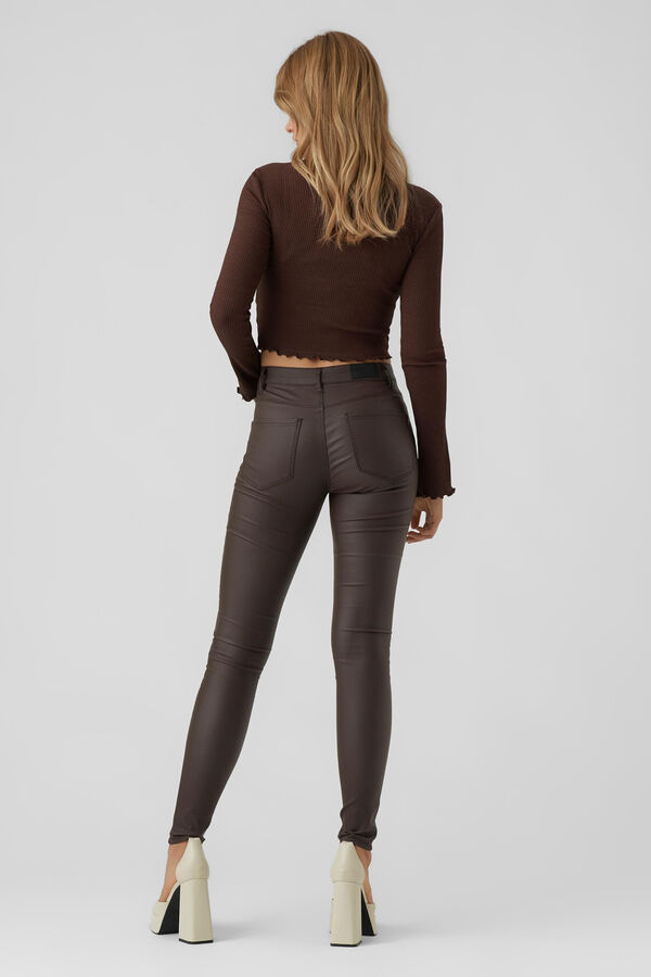 Vero Moda Pantal&oacute;n efecto encerado Marr&oacute;n