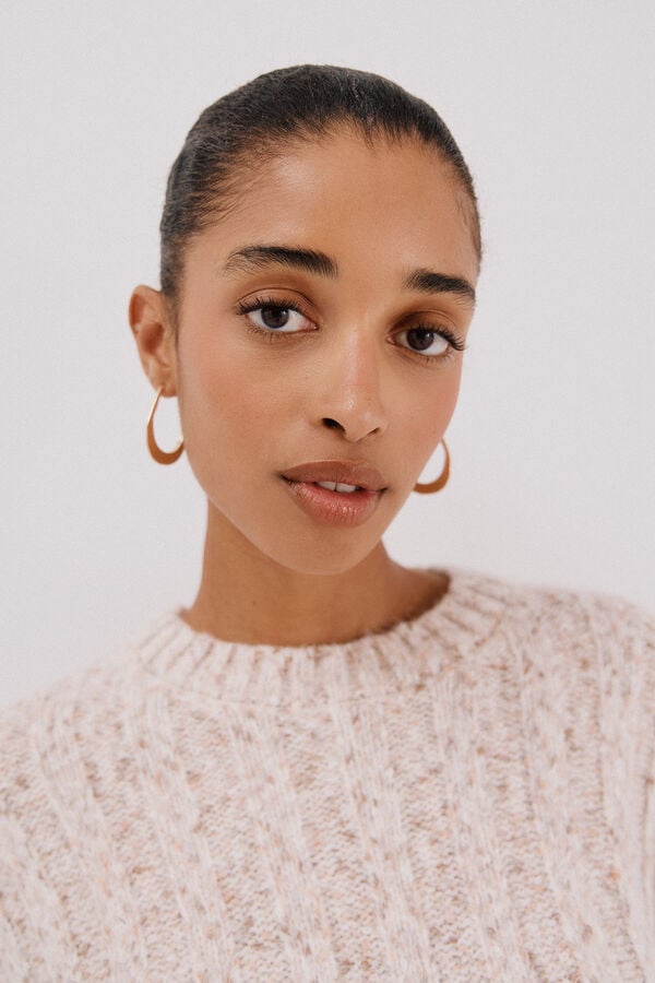 Cortefiel Suéter de malha torcida Ecru